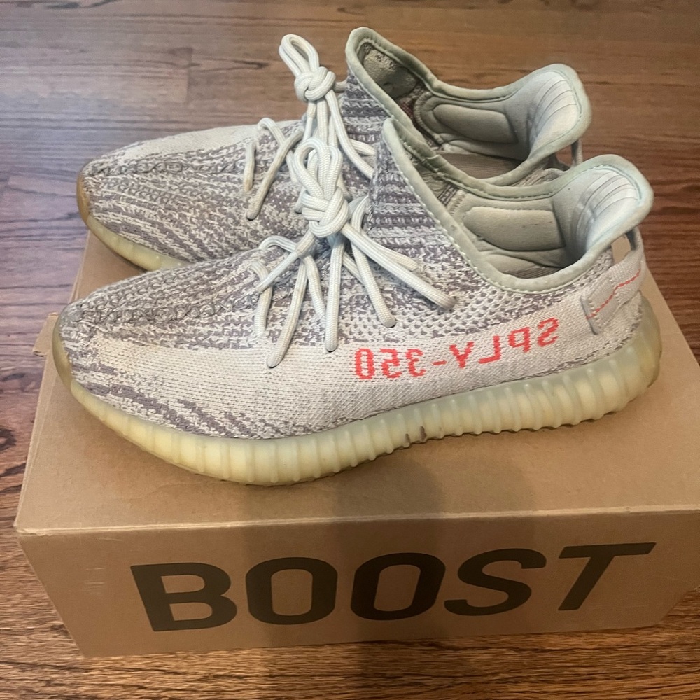 Yeezy Boost 350 V2 in Light Blue Tiger